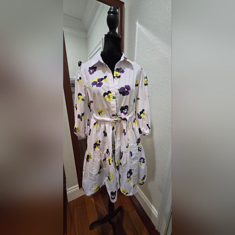 Kate Spade Floral Print Light Purple Dress with Purple and Yellow Accents - Picture 2 of 7